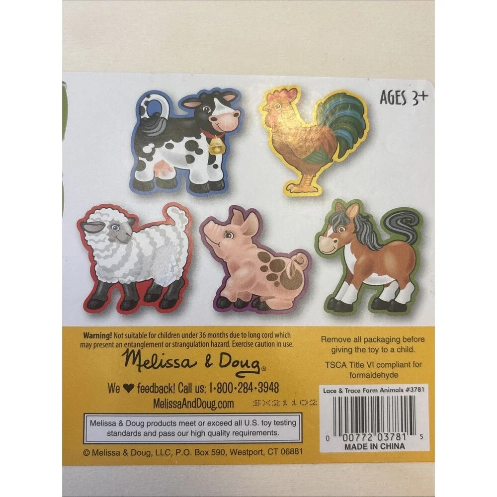 Melissa & Doug Lace and Trace Farm Animals Educational Toy Wooden Toddler
